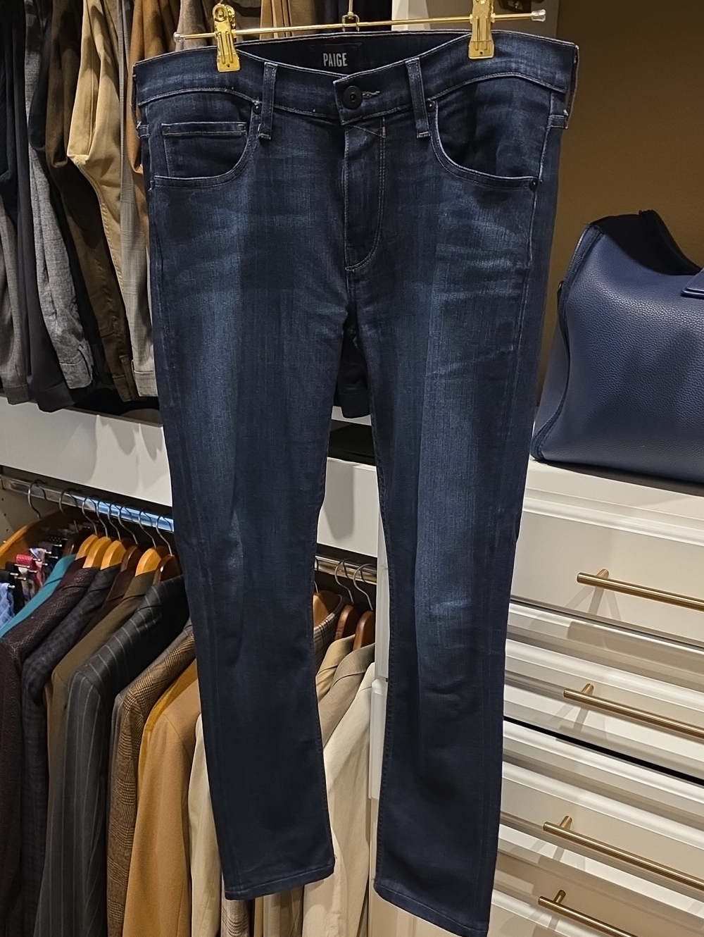 PAIGE Men's Navy Skinny Jeans
